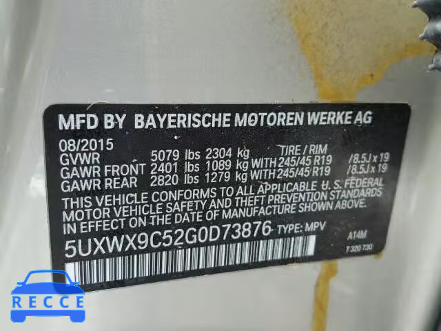2016 BMW X3 5UXWX9C52G0D73876 зображення 9