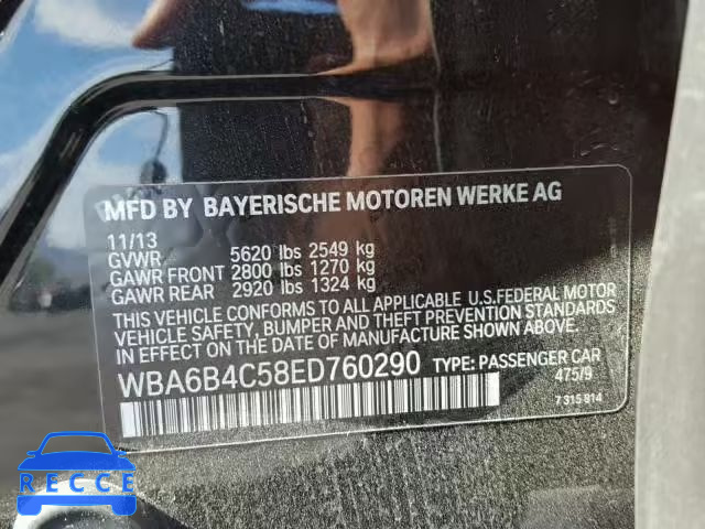 2014 BMW 650 WBA6B4C58ED760290 зображення 9