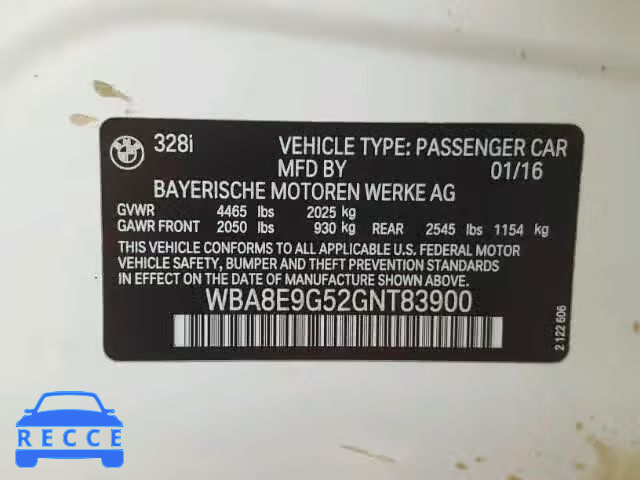 2016 BMW 328 WBA8E9G52GNT83900 image 9