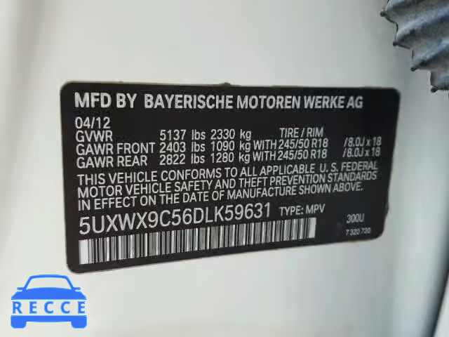 2013 BMW X3 5UXWX9C56DLK59631 зображення 9