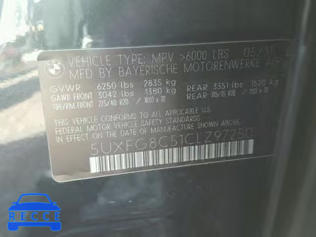 2012 BMW X6 5UXFG8C51CLZ97250 image 9