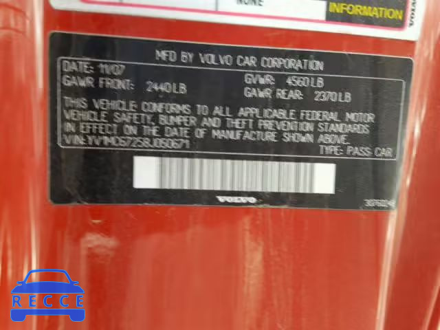 2008 VOLVO C70 YV1MC67258J050671 image 9