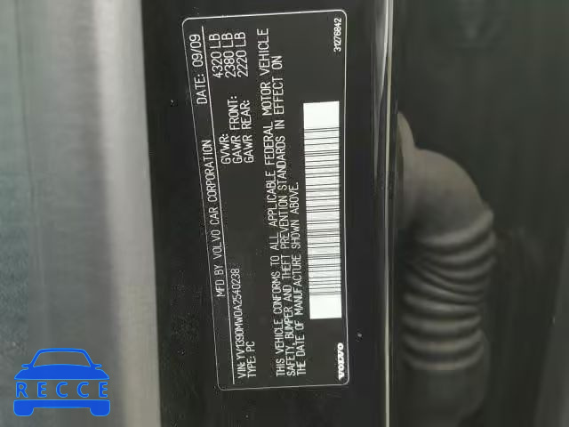 2010 VOLVO V50 YV1390MW0A2540238 image 9