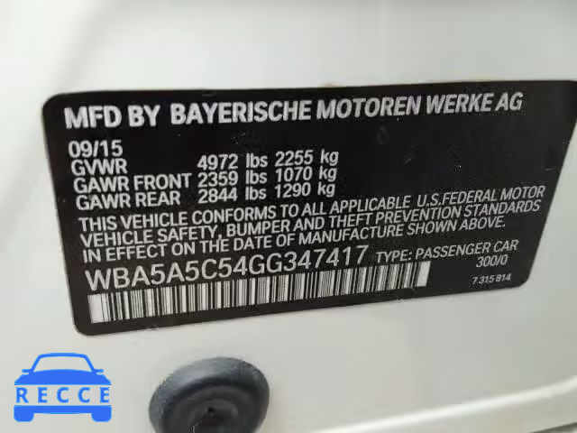 2016 BMW 528 WBA5A5C54GG347417 Bild 9