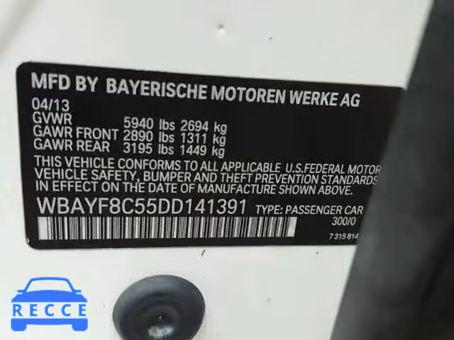 2013 BMW 750LI XDRI WBAYF8C55DD141391 image 9