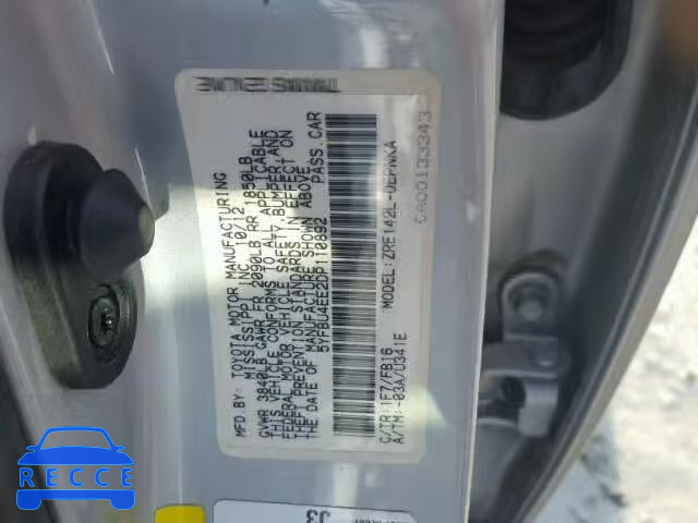 2013 TOYOTA COROLLA BA 5YFBU4EE2DP110892 Bild 9