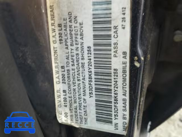 2000 SAAB 9-3 YS3DF58K6Y2041258 image 9