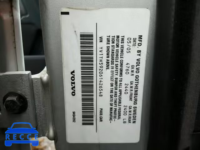 2006 VOLVO S80 YV1TH592061426548 image 9