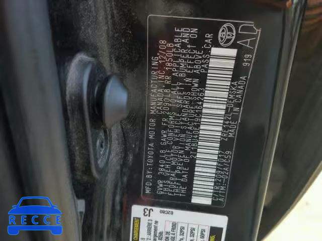 2009 TOYOTA COROLLA BA 2T1BU40E19C164263 зображення 9