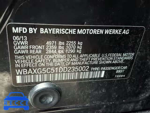 2013 BMW 528 WBAXG5C51DD235002 зображення 9