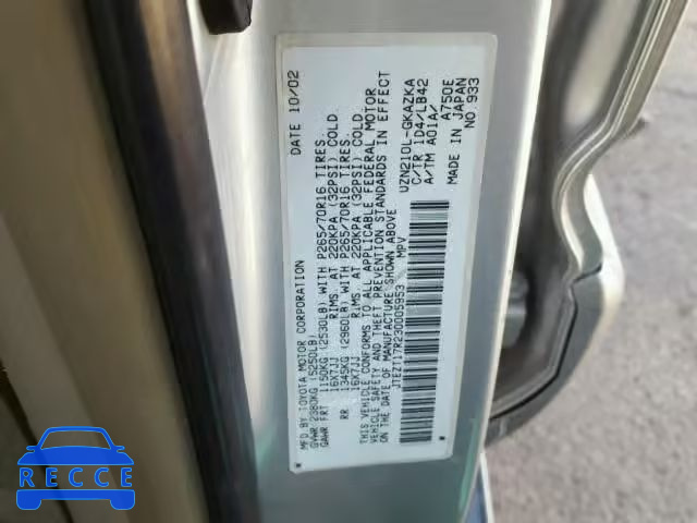2003 TOYOTA 4RUNNER LI JTEZT17R230005953 зображення 9