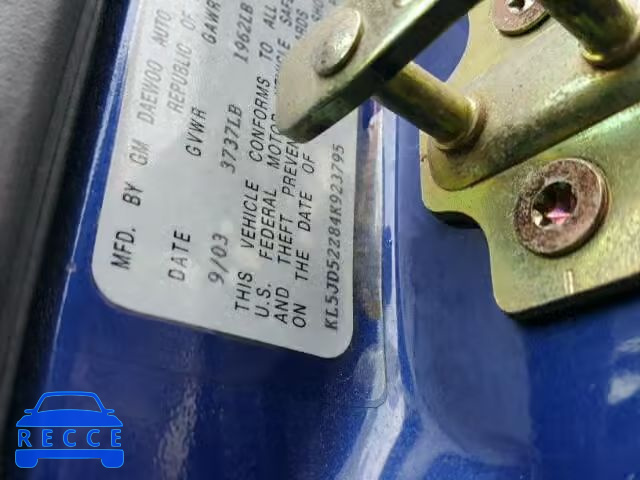 2004 SUZUKI FORENZA KL5JD52Z84K923795 image 9