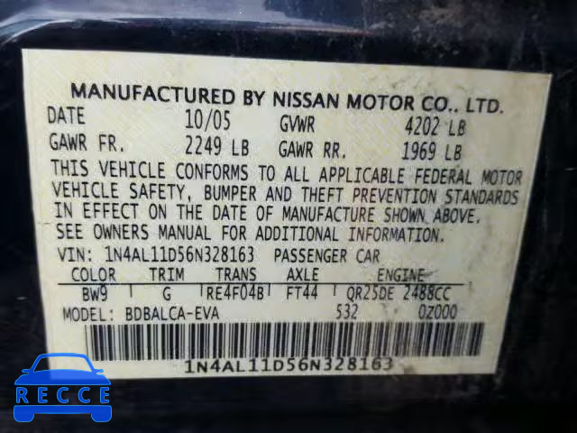 2006 NISSAN ALTIMA S 1N4AL11D56N328163 image 9