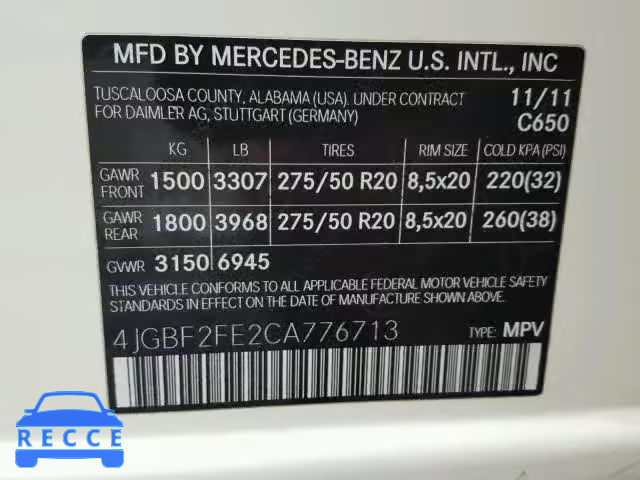 2012 MERCEDES-BENZ GL 4JGBF2FE2CA776713 Bild 9