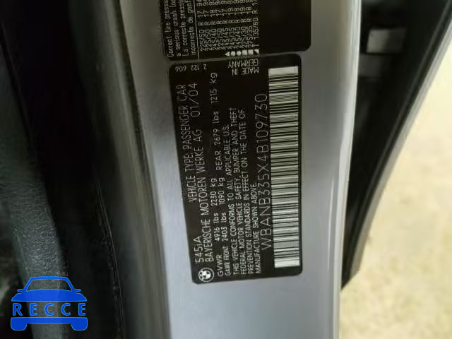 2004 BMW 545 I WBANB335X4B109730 image 9