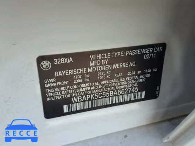 2011 BMW 328 XI SUL WBAPK5C55BA662745 image 9