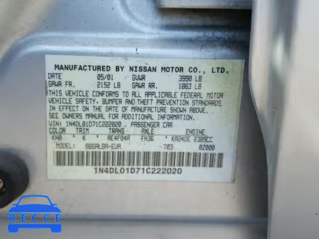 2001 NISSAN ALTIMA XE 1N4DL01D71C222020 image 9