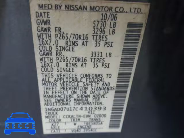 2007 NISSAN FRONTIER C 1N6AD07U17C410393 image 9