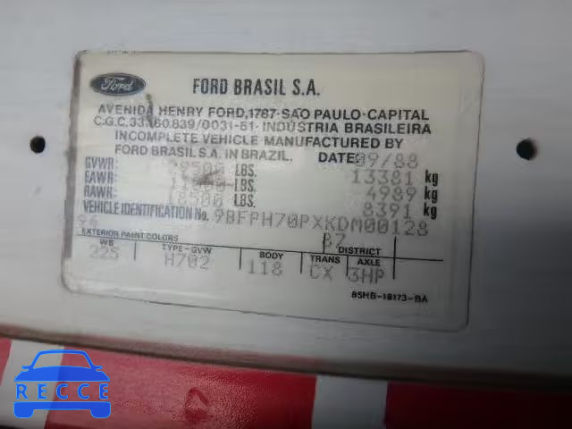 1989 FORD LOW TILT C 9BFPH70PXKDM00128 зображення 9