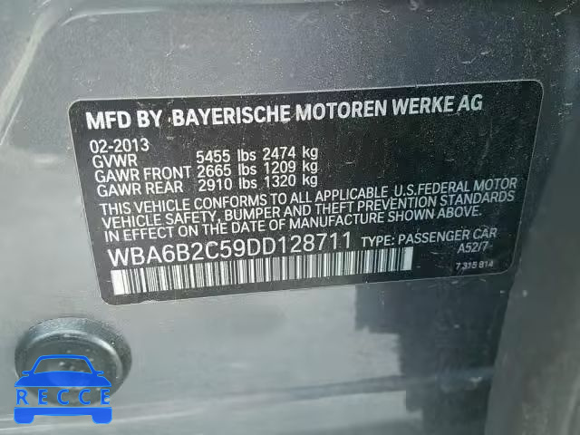 2013 BMW 650 WBA6B2C59DD128711 image 9