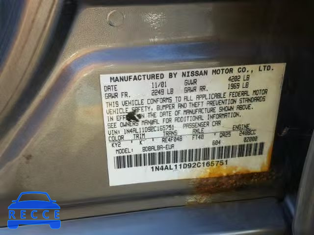 2002 NISSAN ALTIMA BAS 1N4AL11D92C165751 image 9