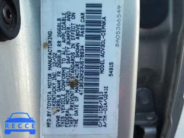 2003 TOYOTA CAMRY LE 4T1BE32K23U678834 image 9