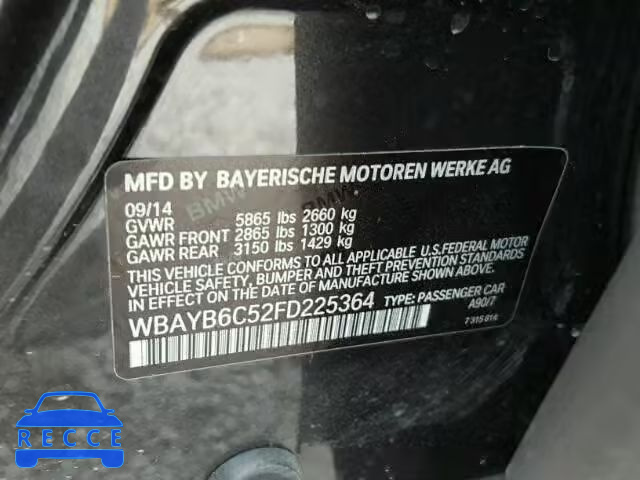 2015 BMW 750 XI WBAYB6C52FD225364 зображення 9