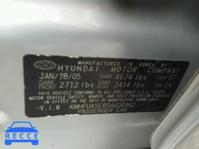 2005 HYUNDAI XG 350 KMHFU45E85A400962 image 9