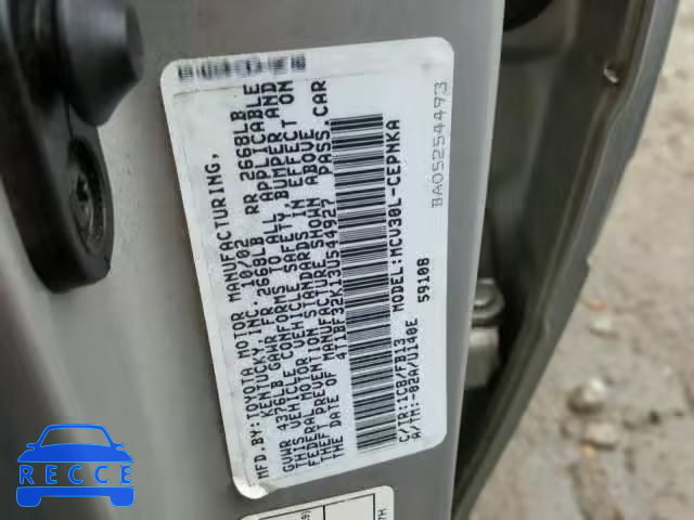 2003 TOYOTA CAMRY LE 4T1BF32K13U544927 image 9