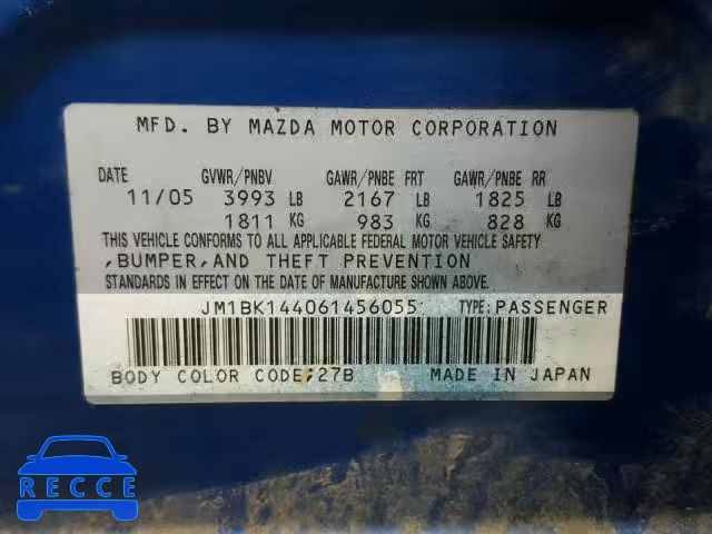 2006 MAZDA 3 HATCHBAC JM1BK144061456055 image 9