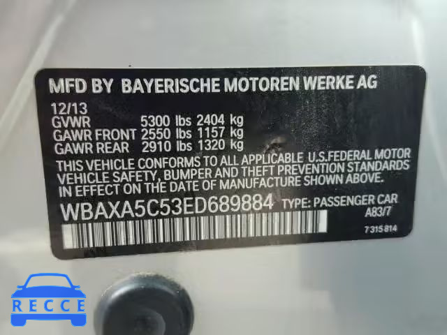 2014 BMW 535 D WBAXA5C53ED689884 image 9