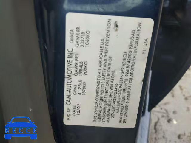 2003 CHEVROLET TRACKER ZR 2CNBJ734X36924496 image 9
