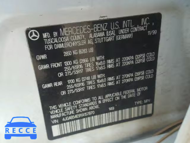 2000 MERCEDES-BENZ ML 320 4JGAB54E9YA157870 image 9