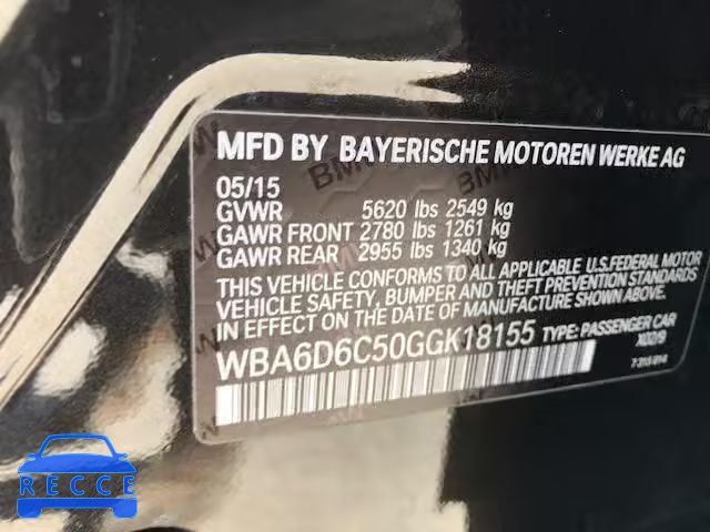 2016 BMW 650 XI WBA6D6C50GGK18155 зображення 9