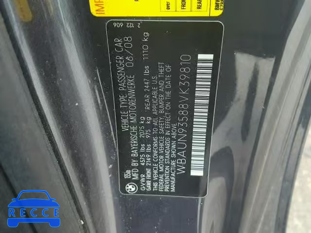 2008 BMW 135 I WBAUN93588VK39810 image 9