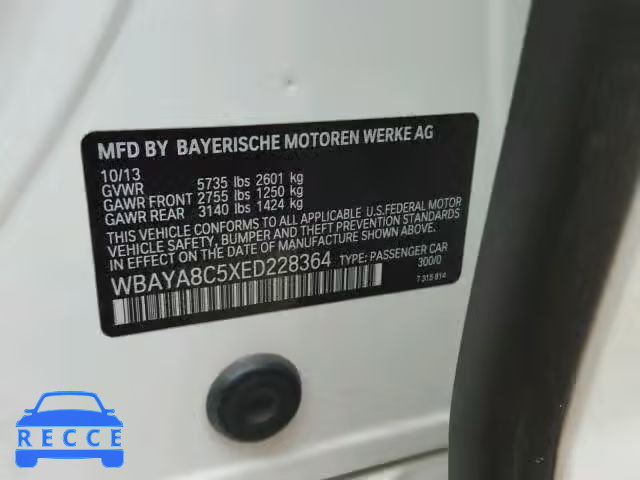 2014 BMW 750 I WBAYA8C5XED228364 зображення 9