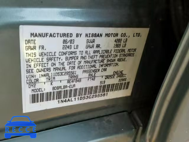 2003 NISSAN ALTIMA BAS 1N4AL11D53C295561 image 9