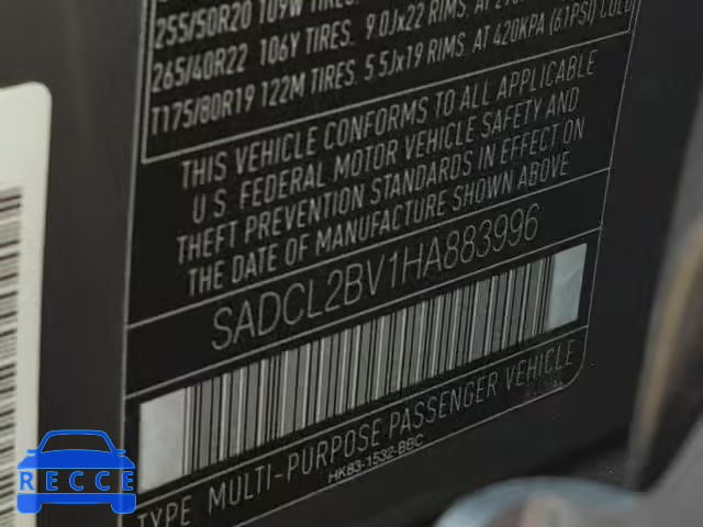 2017 JAGUAR F-PACE R - SADCL2BV1HA883996 зображення 9