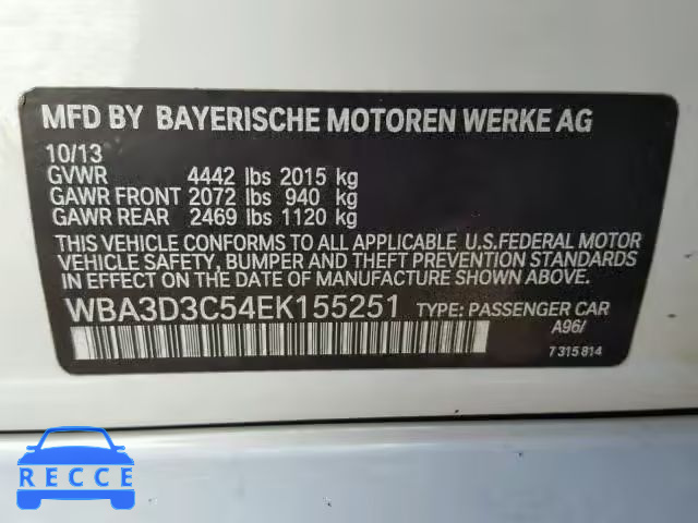 2014 BMW 328 D WBA3D3C54EK155251 зображення 9