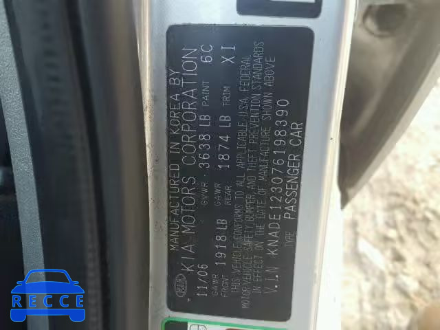 2007 KIA RIO BASE KNADE123076198390 image 9