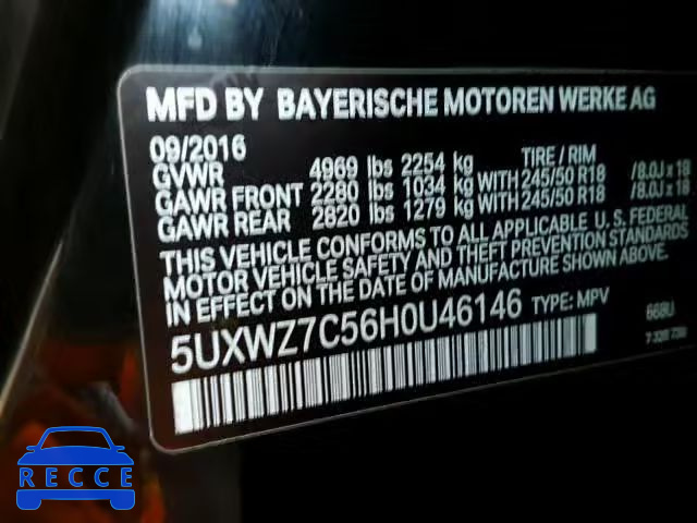 2017 BMW X3 SDRIVE2 5UXWZ7C56H0U46146 image 9