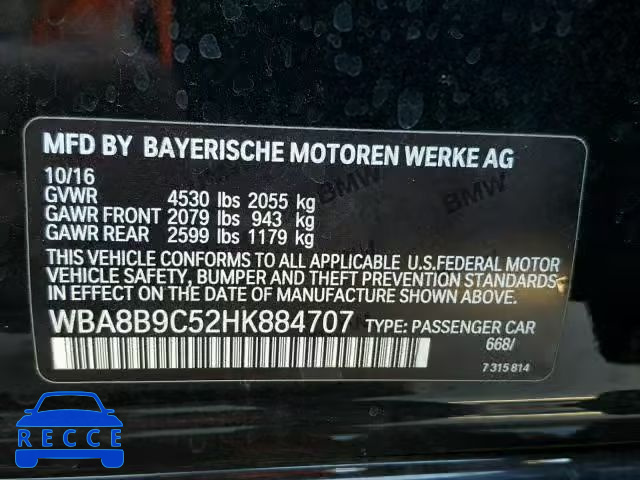 2017 BMW 330 I WBA8B9C52HK884707 зображення 9