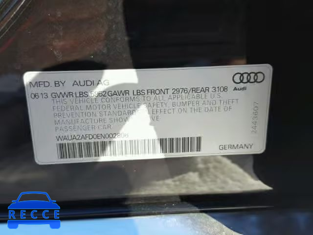 2014 AUDI A8 QUATTRO WAUA2AFD0EN002806 image 9