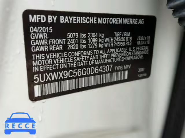 2016 BMW X3 XDRIVE2 5UXWX9C56G0D64307 зображення 9