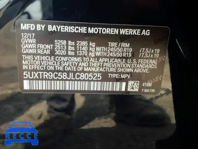2018 BMW X3 XDRIVEM 5UXTR9C58JLC80525 image 9