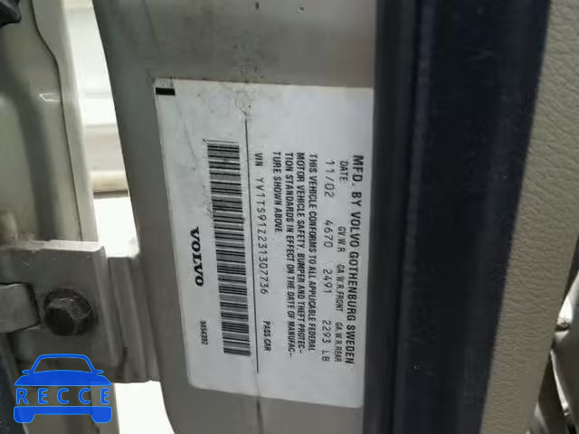 2003 VOLVO S80 T6 TUR YV1TS91Z231307736 image 9