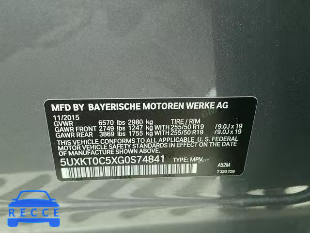 2016 BMW X5 XDR40E 5UXKT0C5XG0S74841 image 9