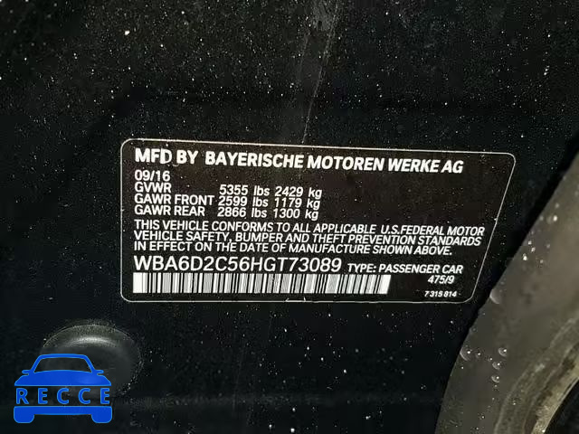 2017 BMW 640 XI WBA6D2C56HGT73089 image 9