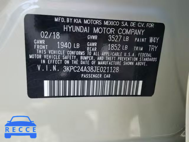 2018 HYUNDAI ACCENT SEL 3KPC24A38JE021128 image 9