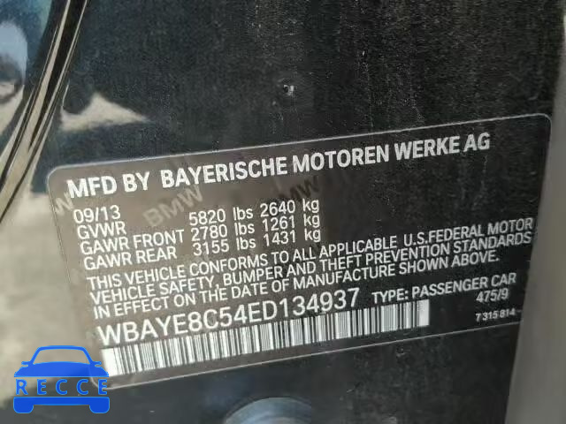 2014 BMW 750 LI WBAYE8C54ED134937 зображення 9